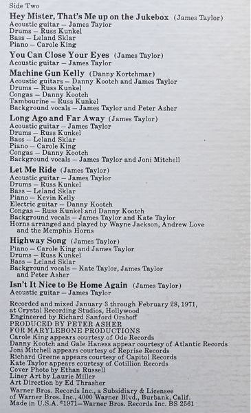 James Taylor (2) - Mud Slide Slim And The Blue Horizon