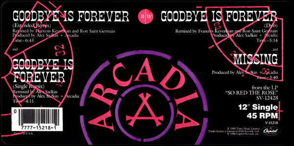 Arcadia - Goodbye Is Forever