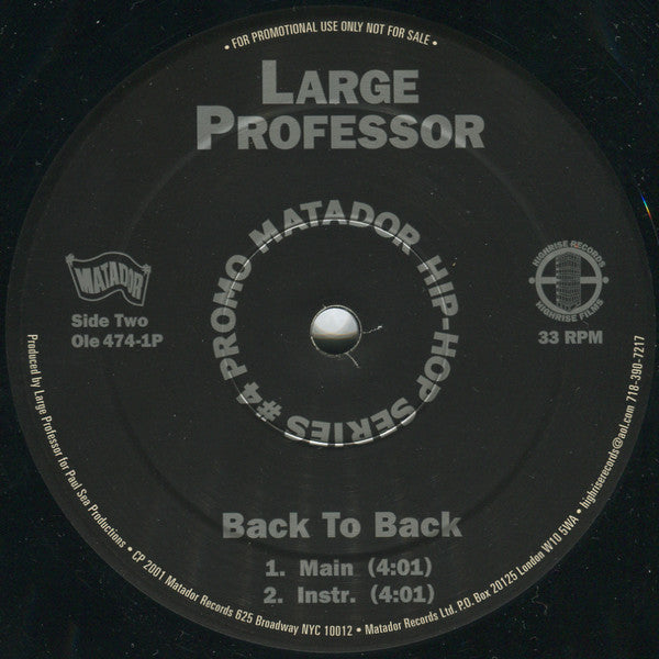 Large Professor - Blaze Rhymez / Back To Back
