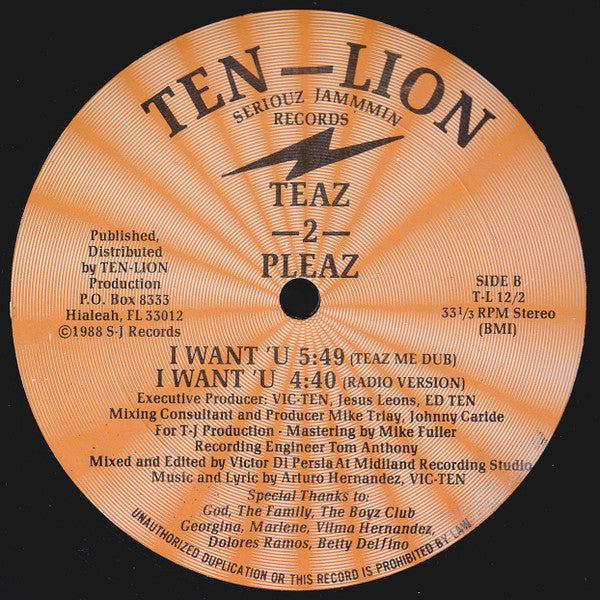 Teaz II Pleaz - I Want 'U