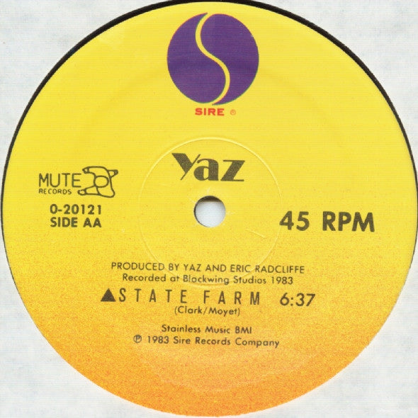 Yazoo - Nobody's Diary / State Farm