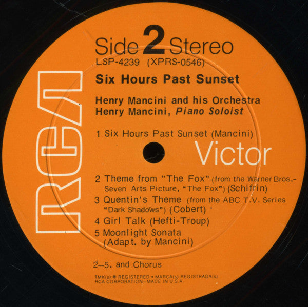 Henry Mancini And His Orchestra - Six Hours Past Sunset