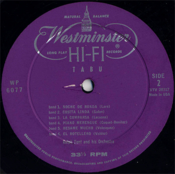 Ralph Font And His Orchestra - Tabu