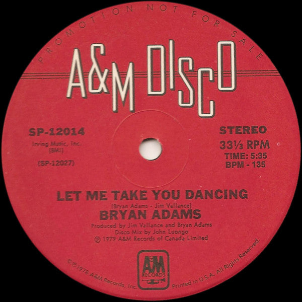 Let Me Take You Dancing (Disco Version) by Bryan Adams – Record Let Me Take You Dancing (Disco Version) by Bryan Adams – Record