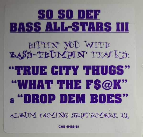 Various - So So Def Bass All-Stars Vol. III Street Sampler