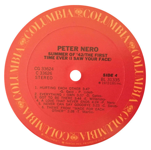 Peter Nero - Summer Of '42 / The First Time Ever (I Saw Your Face)