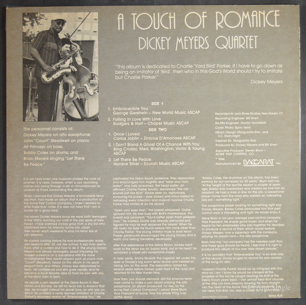 Dickey Myers Quartet - A Touch Of Romance