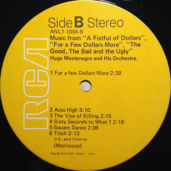 Hugo Montenegro And His Orchestra - Music From "A Fistful Of Dollars", "For A Few Dollars More" & "The Good, The Bad And The Ugly"