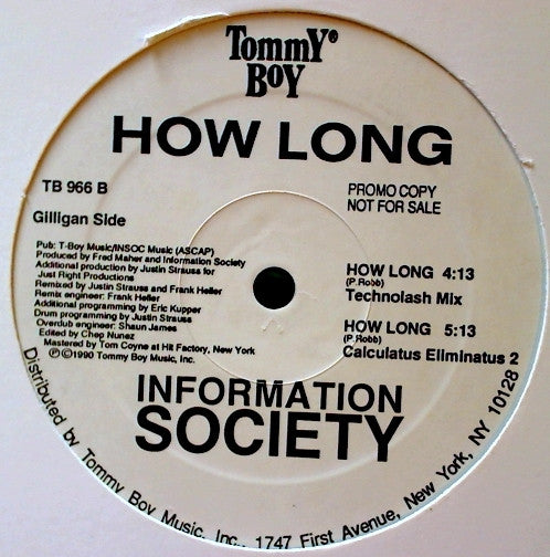 Information Society - How Long (12", WHITE LABEL PROMO)