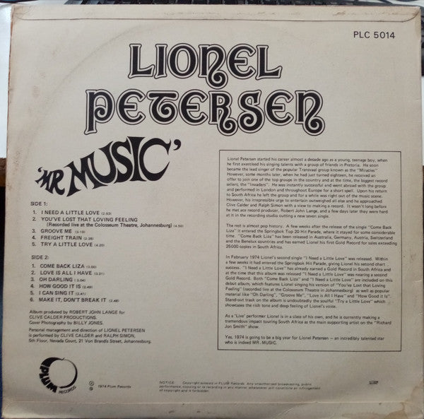 Lionel Petersen - Mr Music