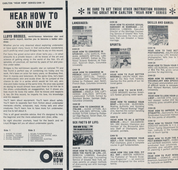 Lloyd Bridges - Hear How To Skin Dive