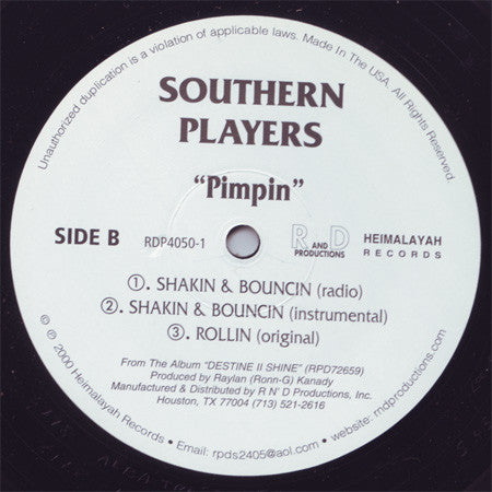 Southern Players - Pimpin / Shakin & Bouncin / Rollin