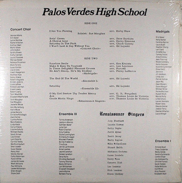 Palos Verdes High School Concert Choir - Palos Verdes High School