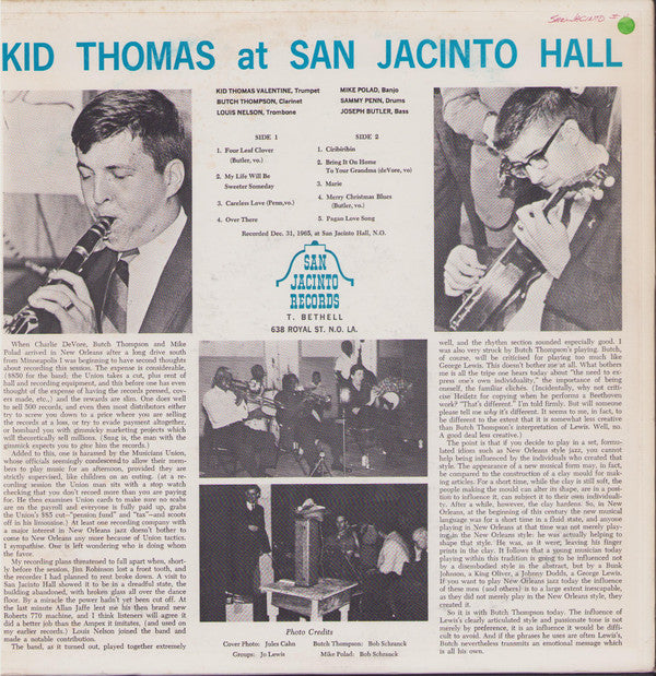 Kid Thomas Valentine - Kid Thomas At San Jancinto Hall