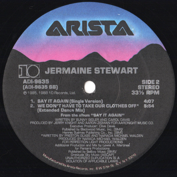 Jermaine Stewart - Say It Again / You Promise