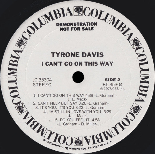 Tyrone Davis - I Can't Go On This Way