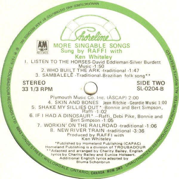 Raffi (2) - More Singable Songs