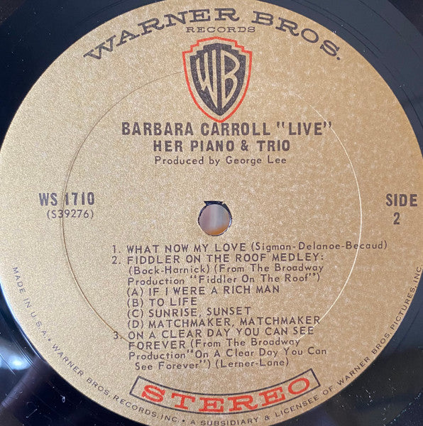 Barbara Carroll - Live! Her Piano And Trio