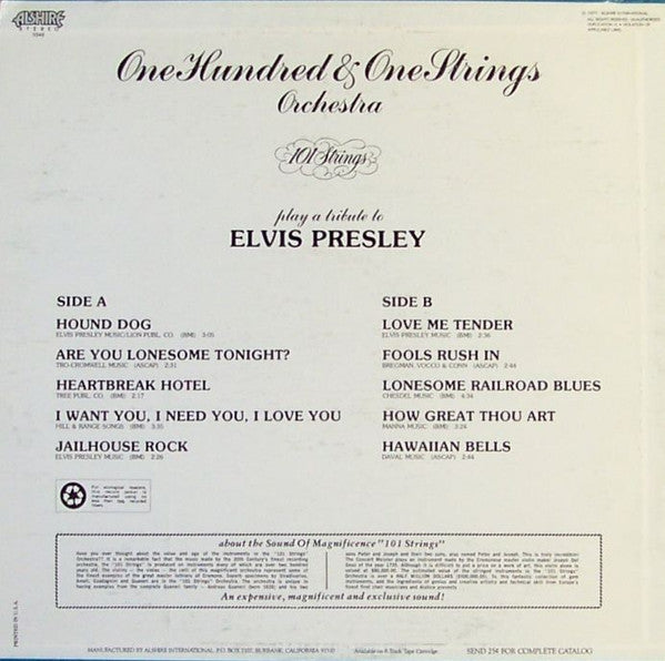101 Strings - One Hundred & One Strings Orchestra Play A Tribute To Elvis Presley