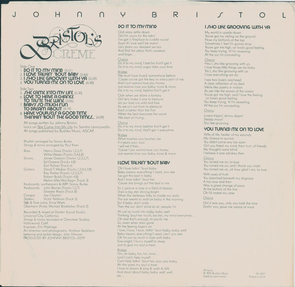 Johnny Bristol - Bristol's Creme