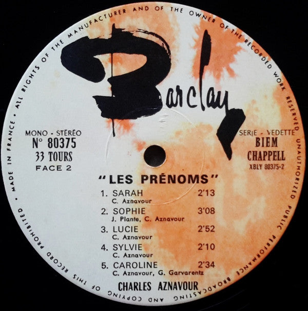 Charles Aznavour - Les Prénoms