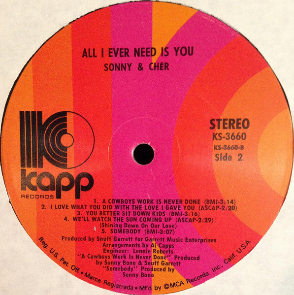 Sonny & Cher - All I Ever Need Is You