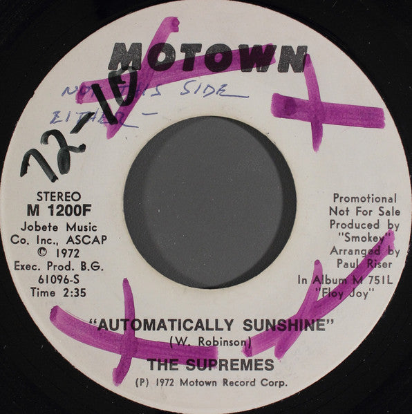 The Supremes - Automatically Sunshine