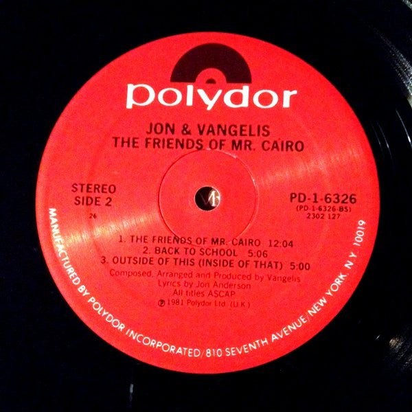 Jon & Vangelis - The Friends Of Mr. Cairo