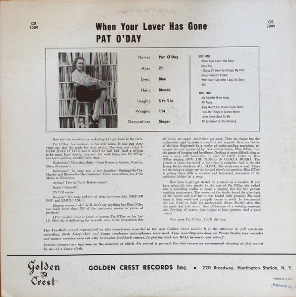 Pat O'Day (2) - When Your Lover Has Gone
