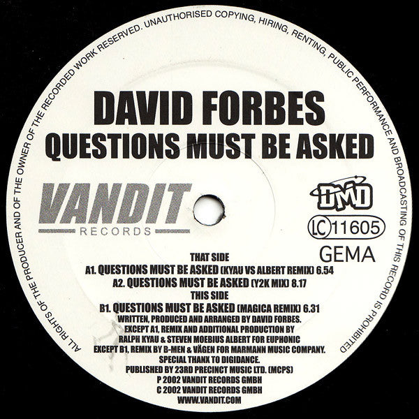 David Forbes - Questions Must Be Asked