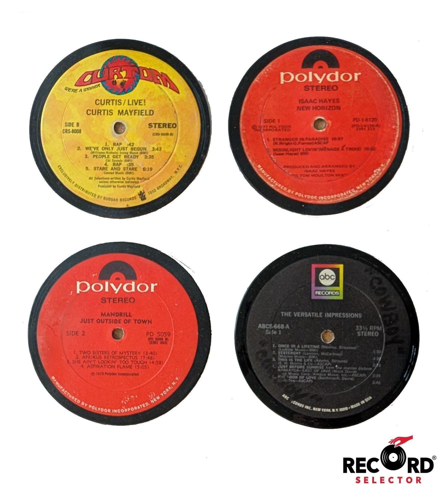 Vinyl Coaster 4-Pack - Curtis Mayfield, Isaac Hayes, The Impressions, Mandrill