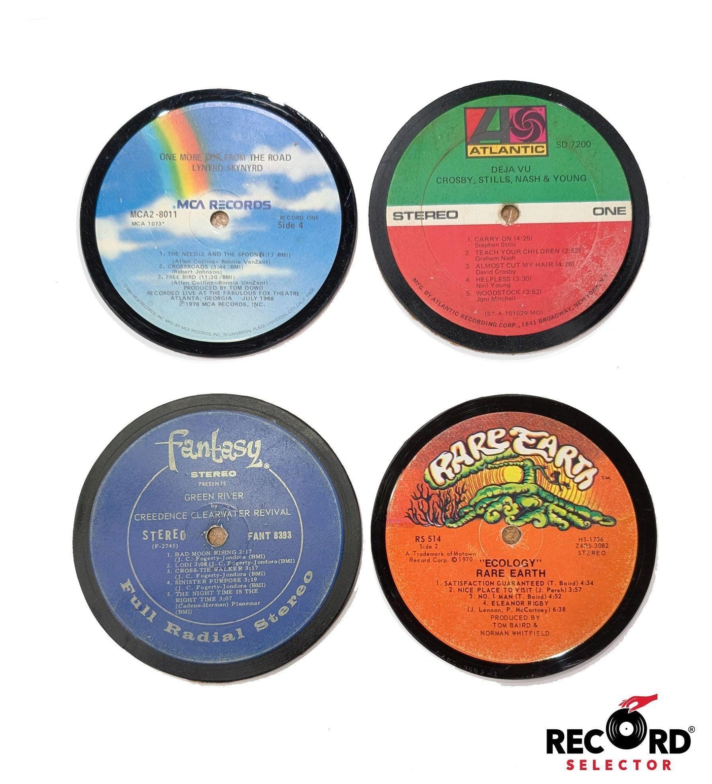 Vinyl Coaster 4-Pack: Lynyrd Skynyrd, CCR, CSNY, Rare Earth