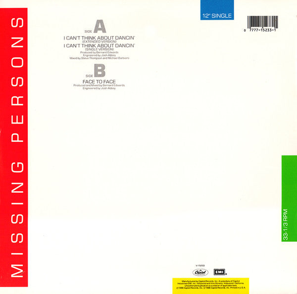 Missing Persons - I Can't Think About Dancin'