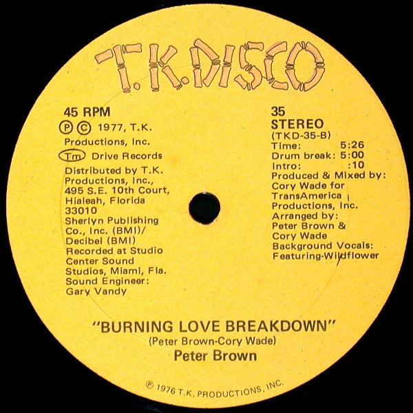Peter Brown - Do Ya Wanna Get Funky With Me / Burning Love Breakdown