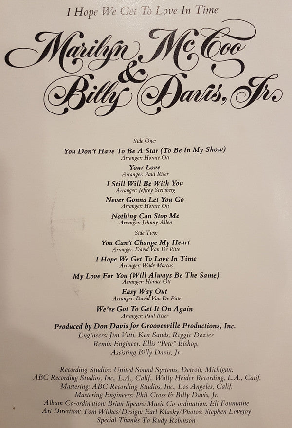 Marilyn McCoo & Billy Davis Jr. - I Hope We Get To Love In Time