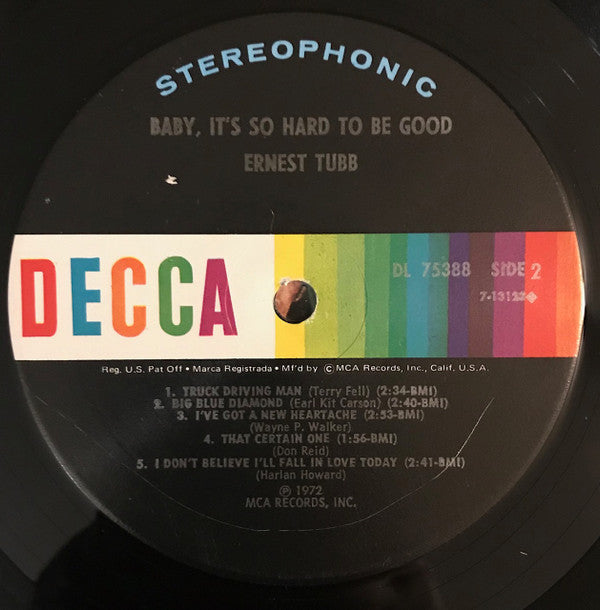Ernest Tubb - Baby It's So Hard To Be Good