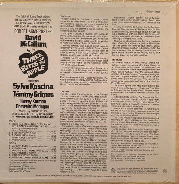 MGM Studio Orchestra Conducted By Robert Armbruster - Three Bites Of The Apple Original Sound Track Album