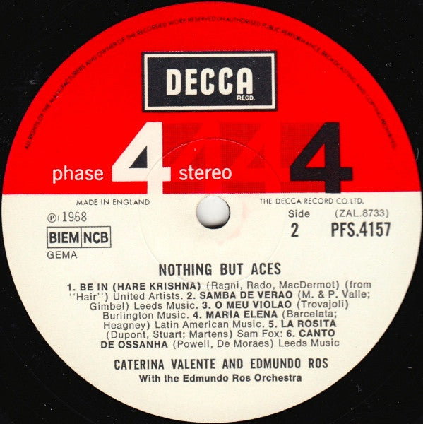 Caterina Valente & Edmundo Ros With Edmundo Ros & His Orchestra - Nothing But Aces