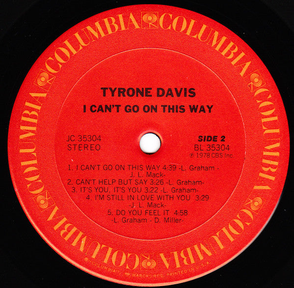 Tyrone Davis - I Can't Go On This Way