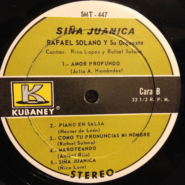 Rafael Solano Y Su Orquesta - Siña Juanica
