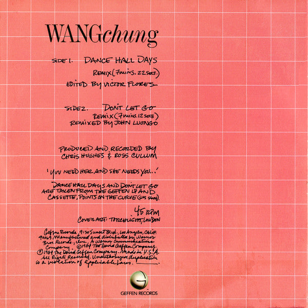 Wang Chung - Dance Hall Days & Don't Let Go