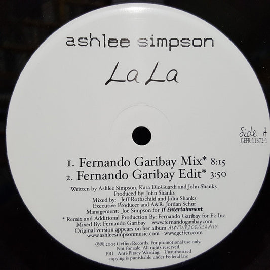 Ashlee Simpson - La La (Remixes By Fernando Garibay)