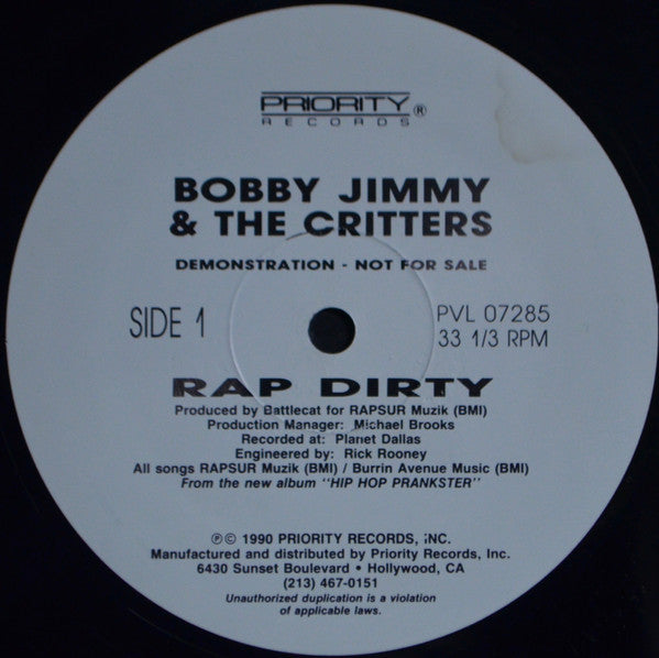 Bobby Jimmy And The Critters - Rap Dirty