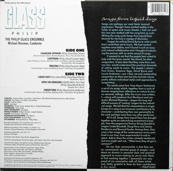 Philip Glass - Songs From Liquid Days