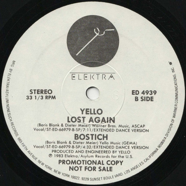 Yello - Pumping Velvet / No More Words / Lost Again / Bostich