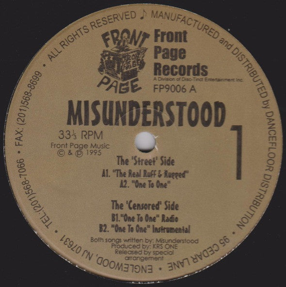Misunderstood - The Real Ruff & Rugged / One To One
