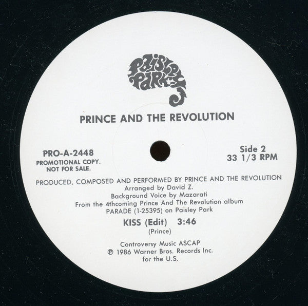 Prince And The Revolution - Kiss (Edit) [12" WHITE LABEL PROMO]