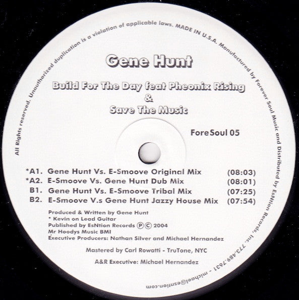 Gene Hunt - Build For The Day / Save The Music