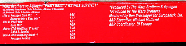 Warp Brothers - Phatt Bass / We Will Survive