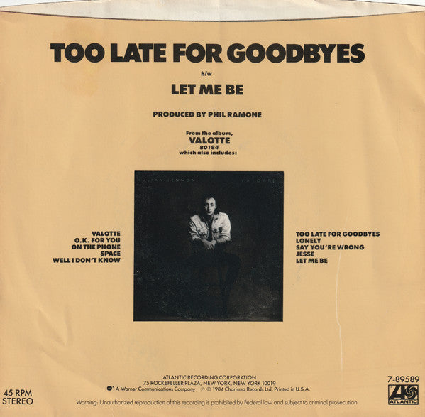 Julian Lennon - Too Late For Goodbyes